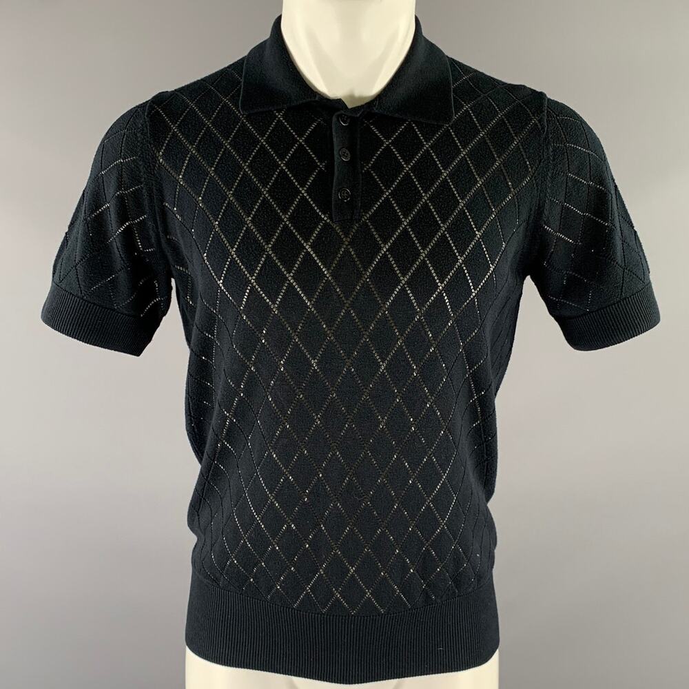 PRINGLE Size M Navy Knit Cotton  Polo